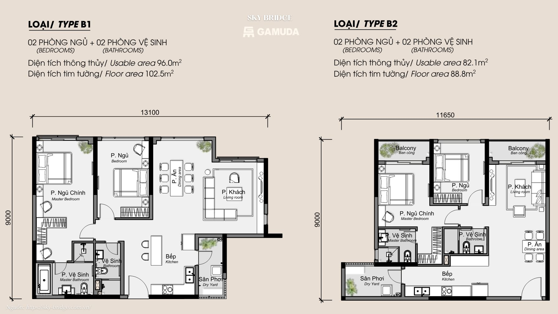 Thiết kế căn loại B1 / B2 – ảnh tham khảo, chờ xác nhận