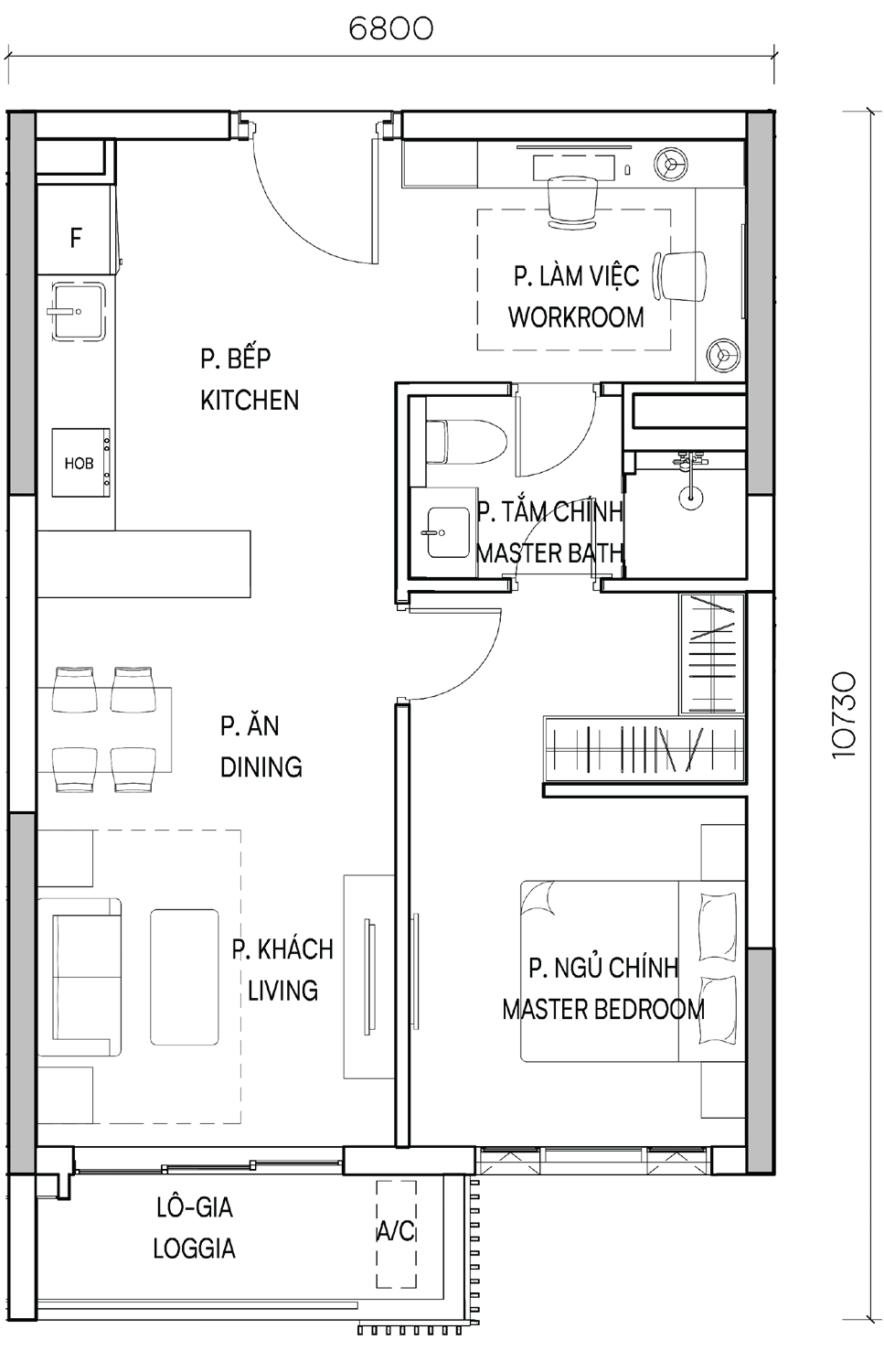 Mặt bằng 1BR Deluxe 1