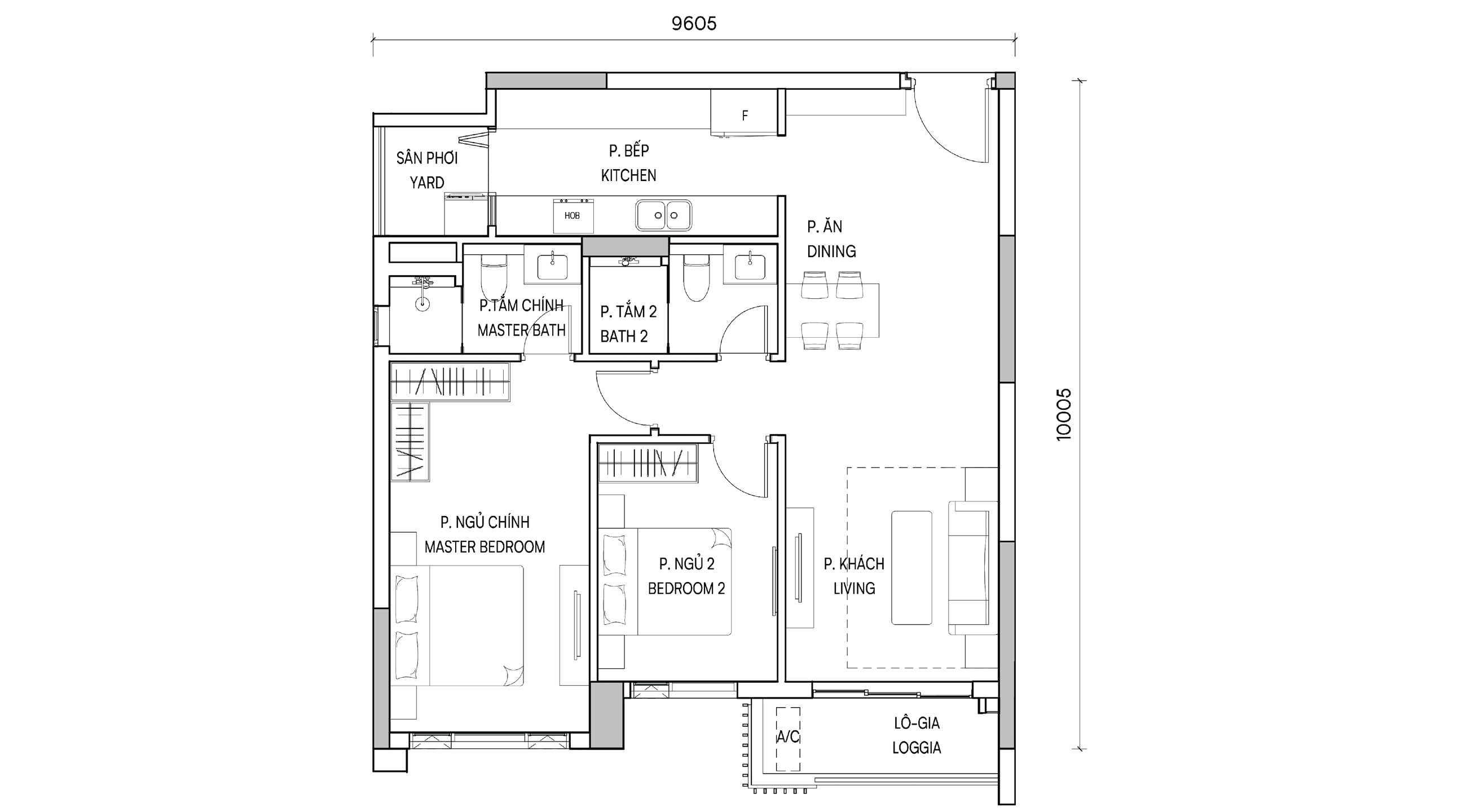 Mặt bằng 2BR Deluxe I