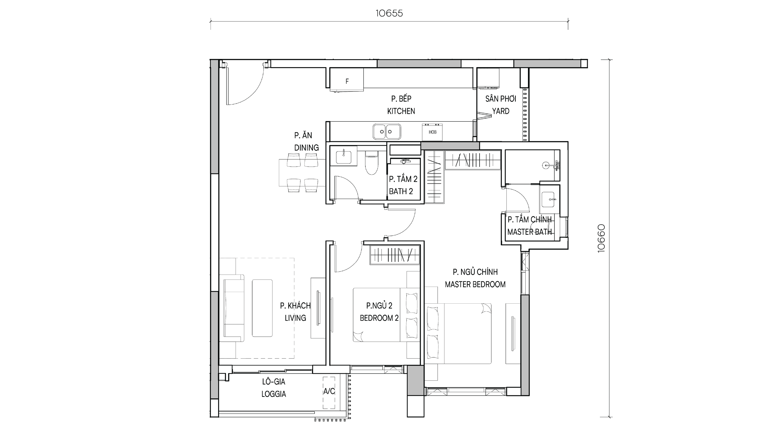 Mặt bằng 2BR Deluxe II