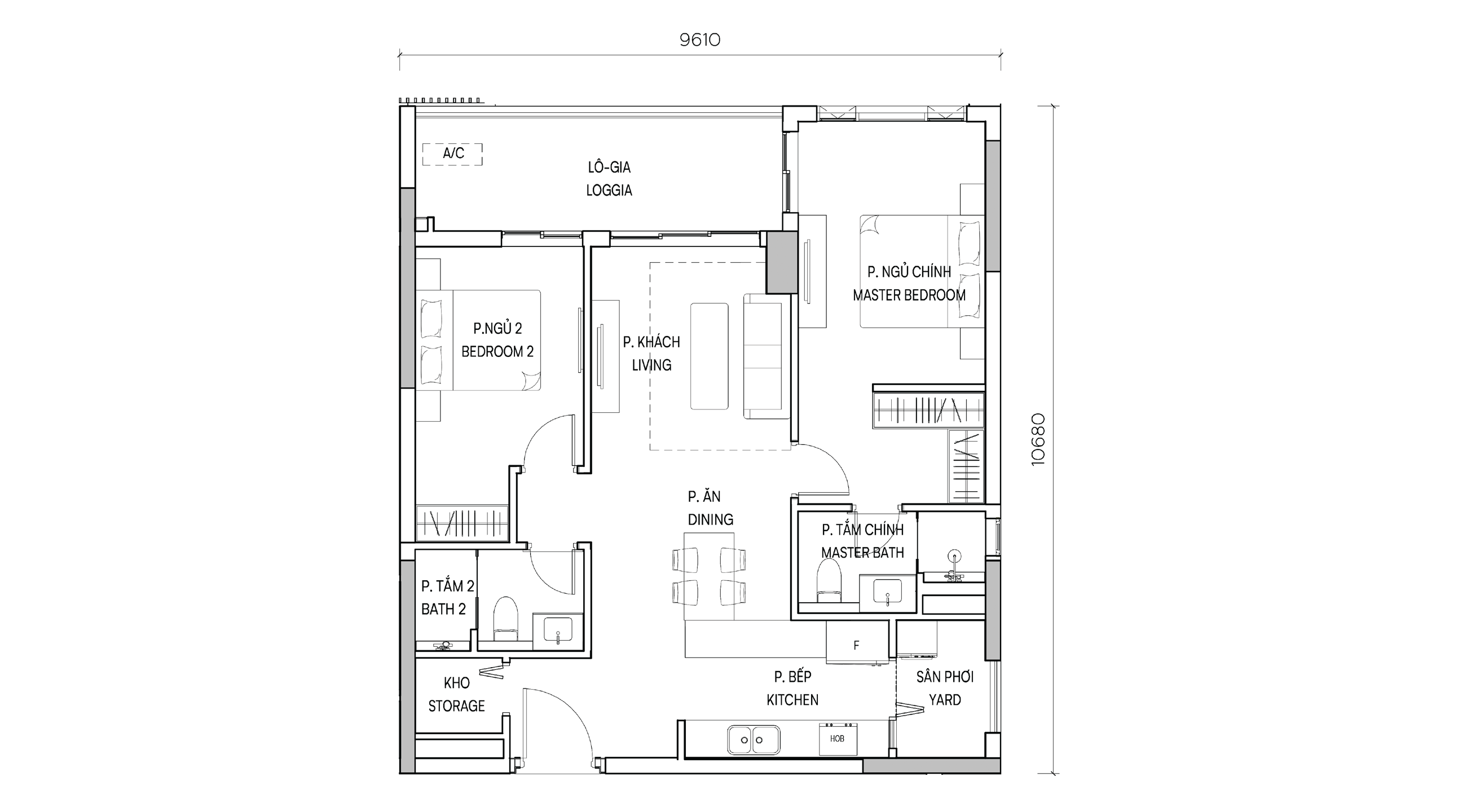 Mặt bằng 2BR Executive I