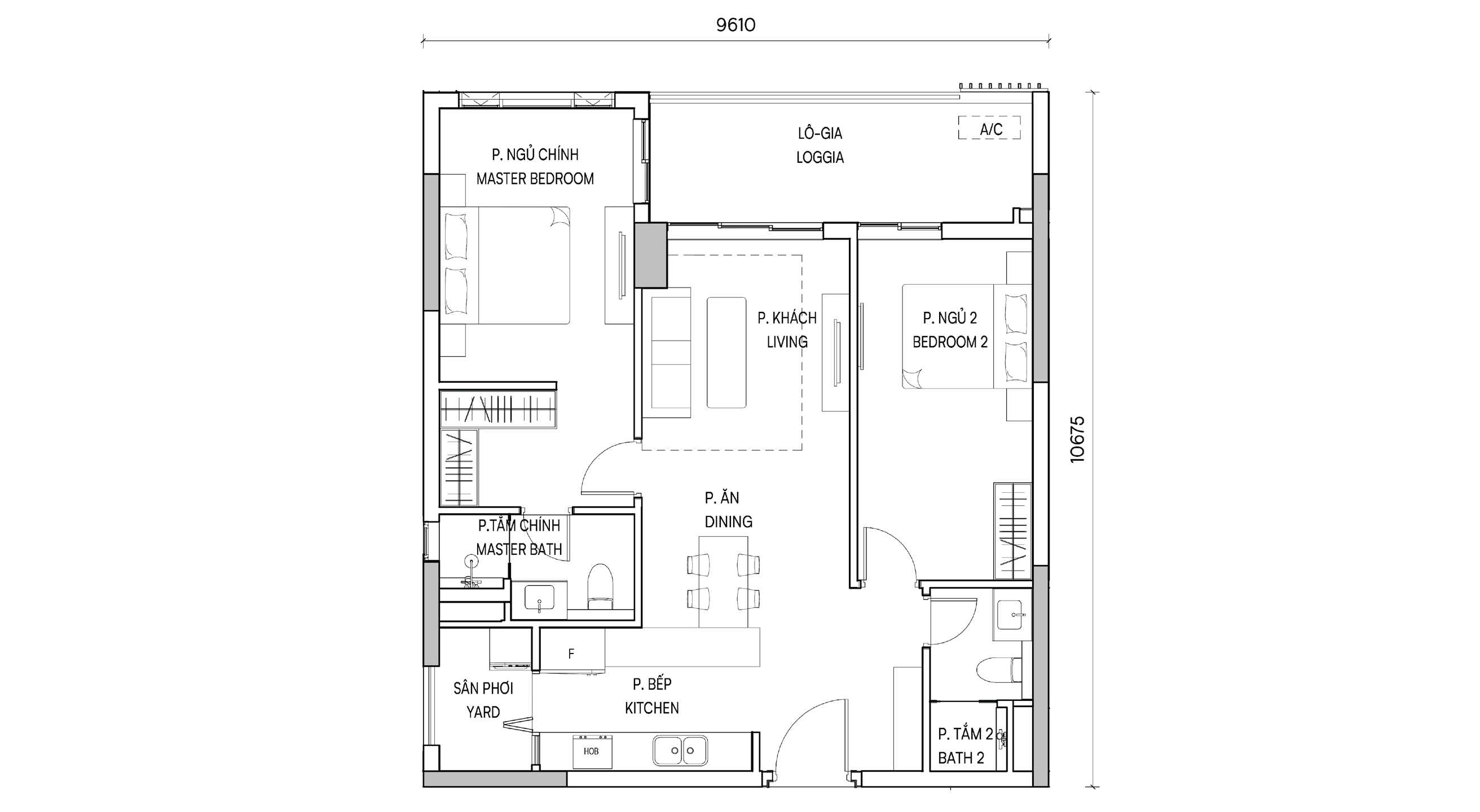 Mặt bằng 2BR Executive II