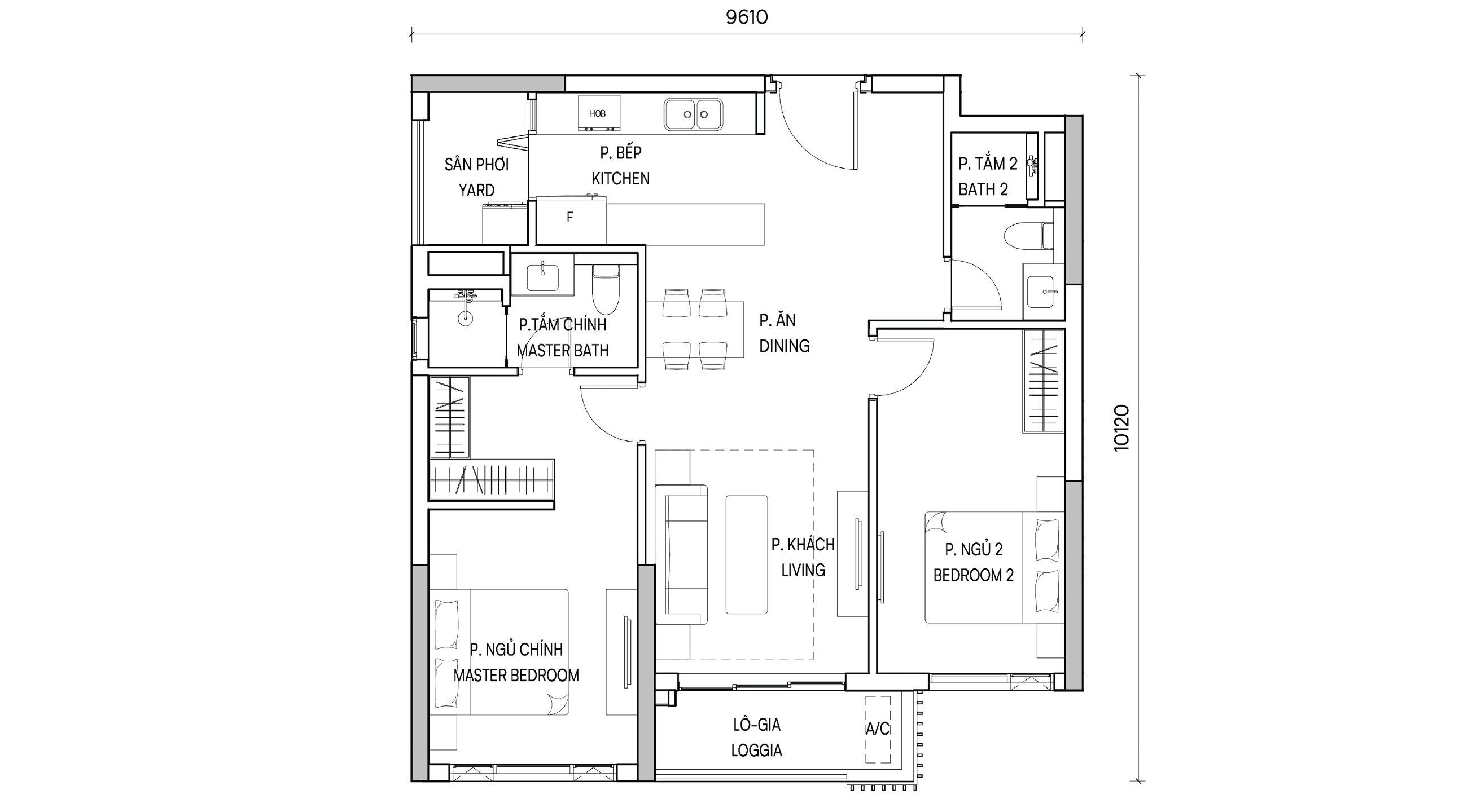 Mặt bằng 2BR Superior I