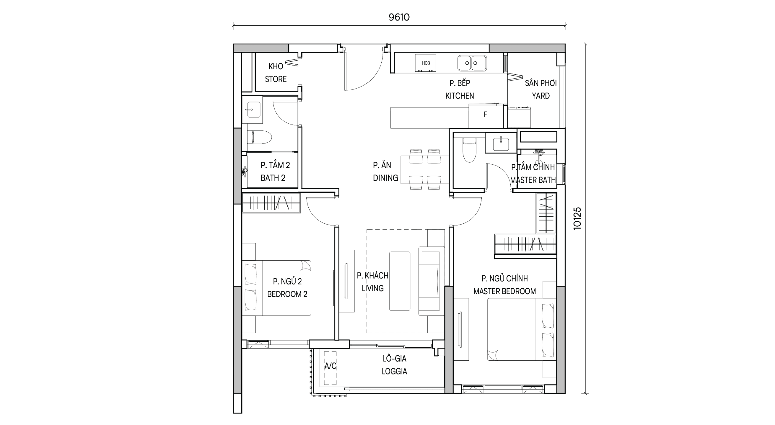 Mặt bằng 2BR Superior III