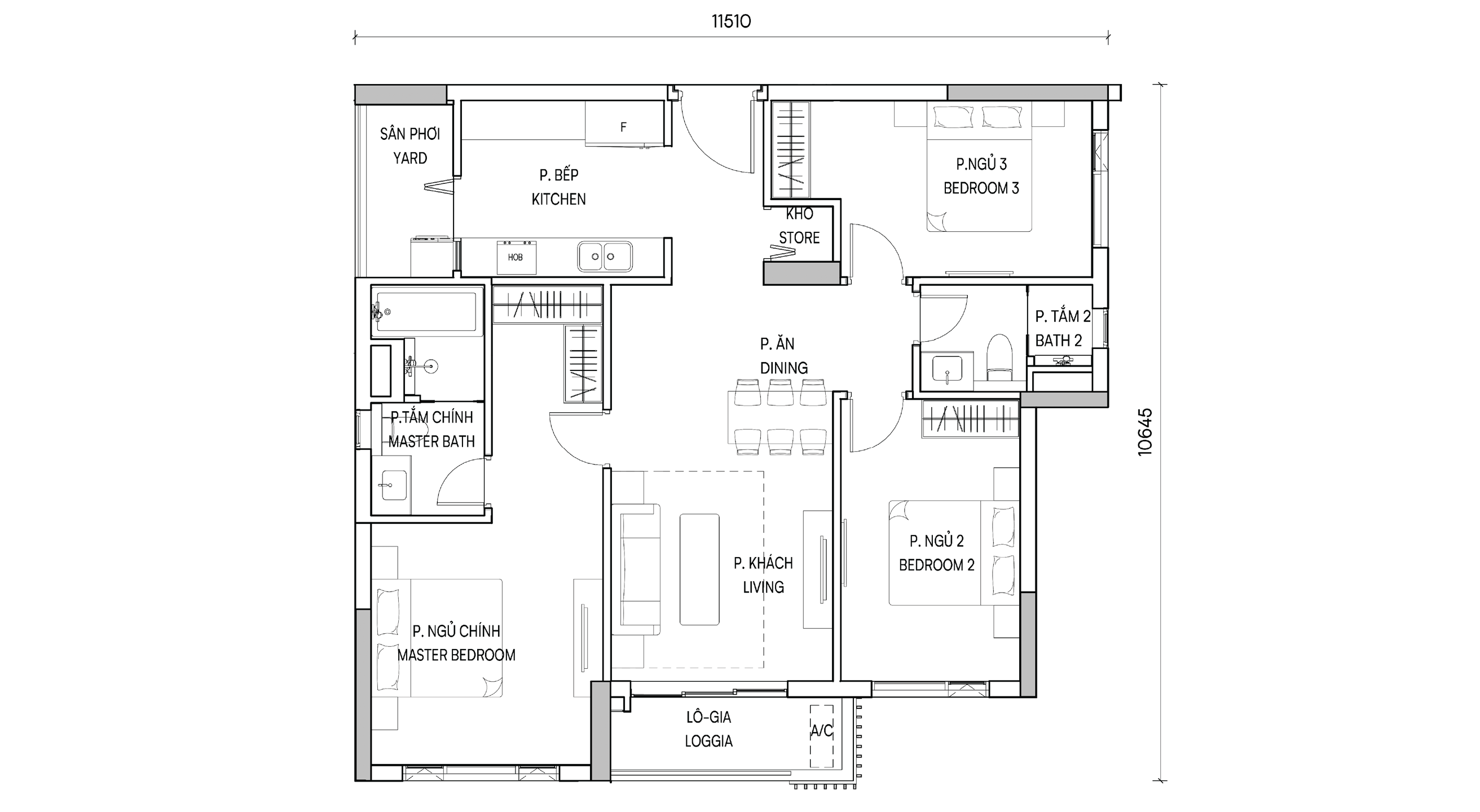 Mặt bằng 3BR Deluxe I