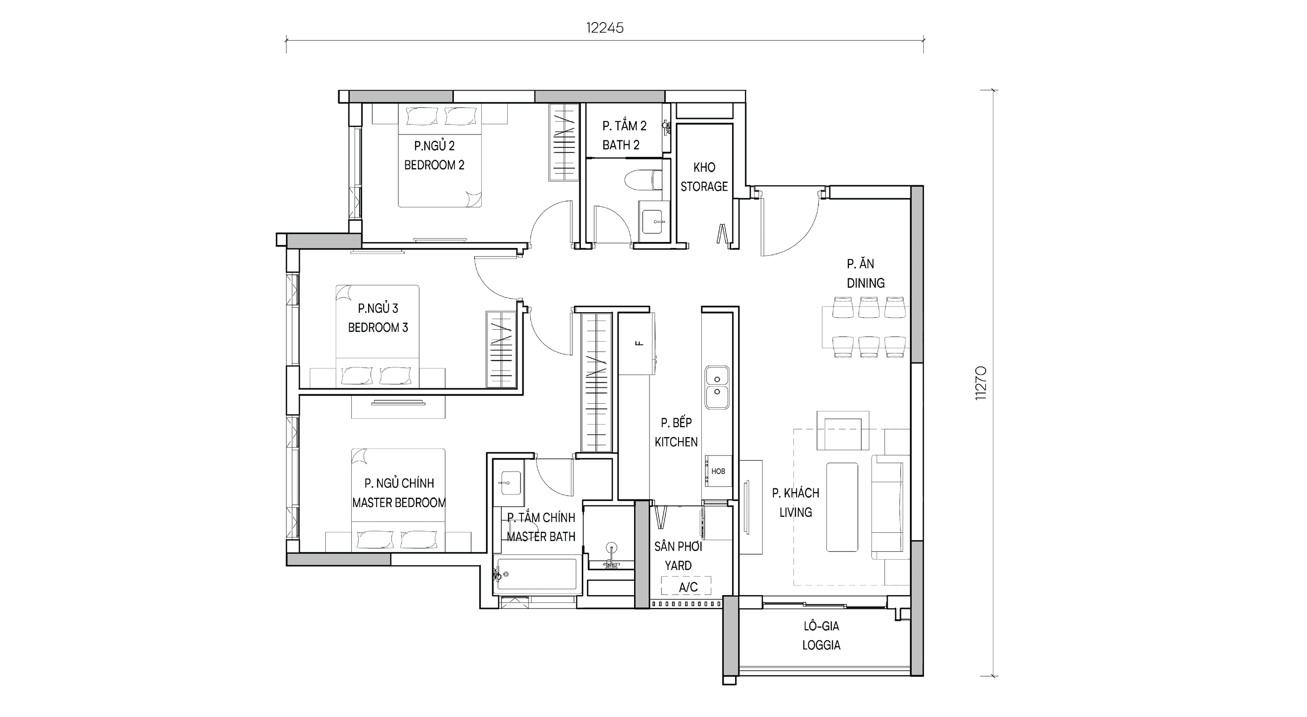 Mặt bằng 3BR Deluxe II