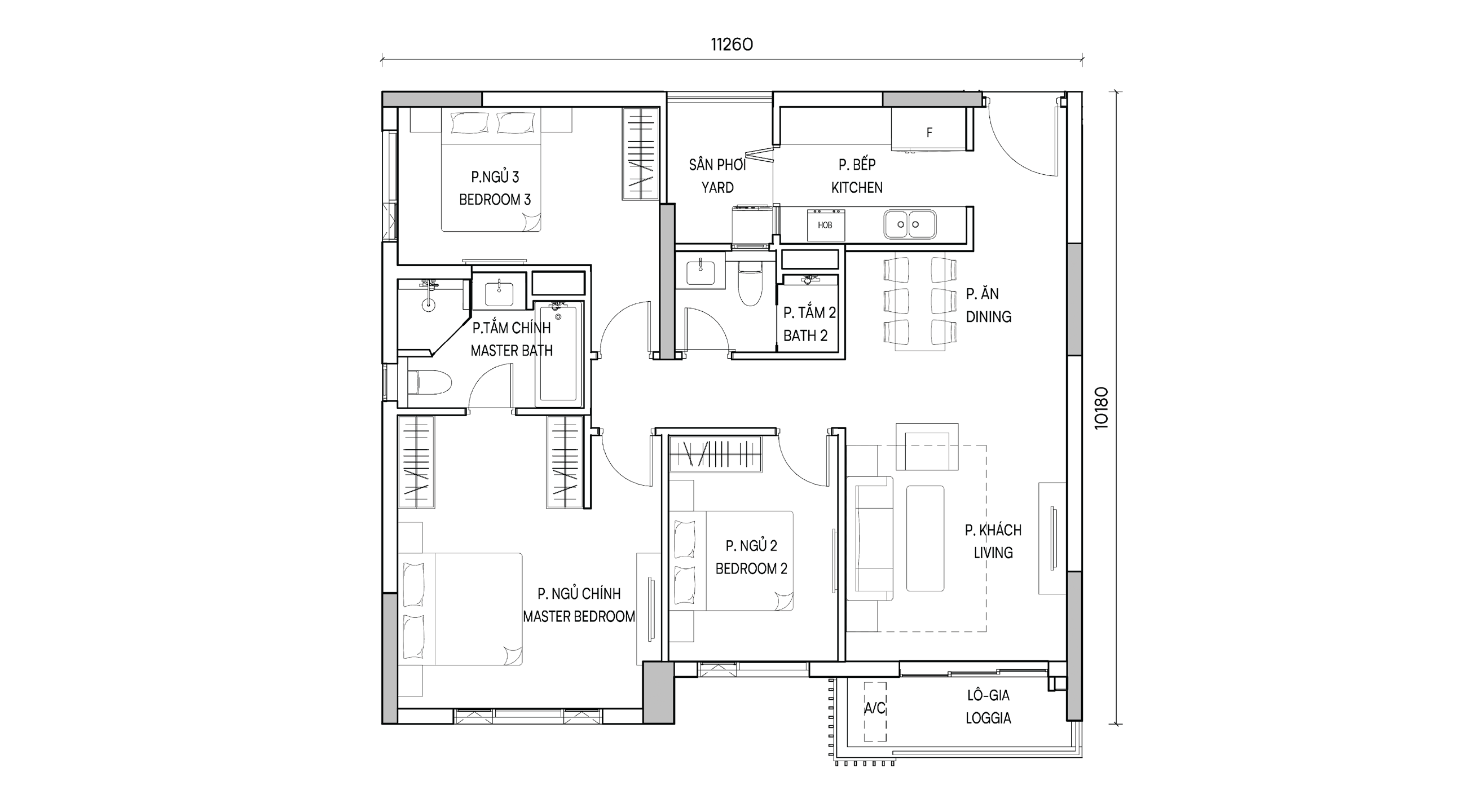 Mặt bằng 3BR Deluxe III