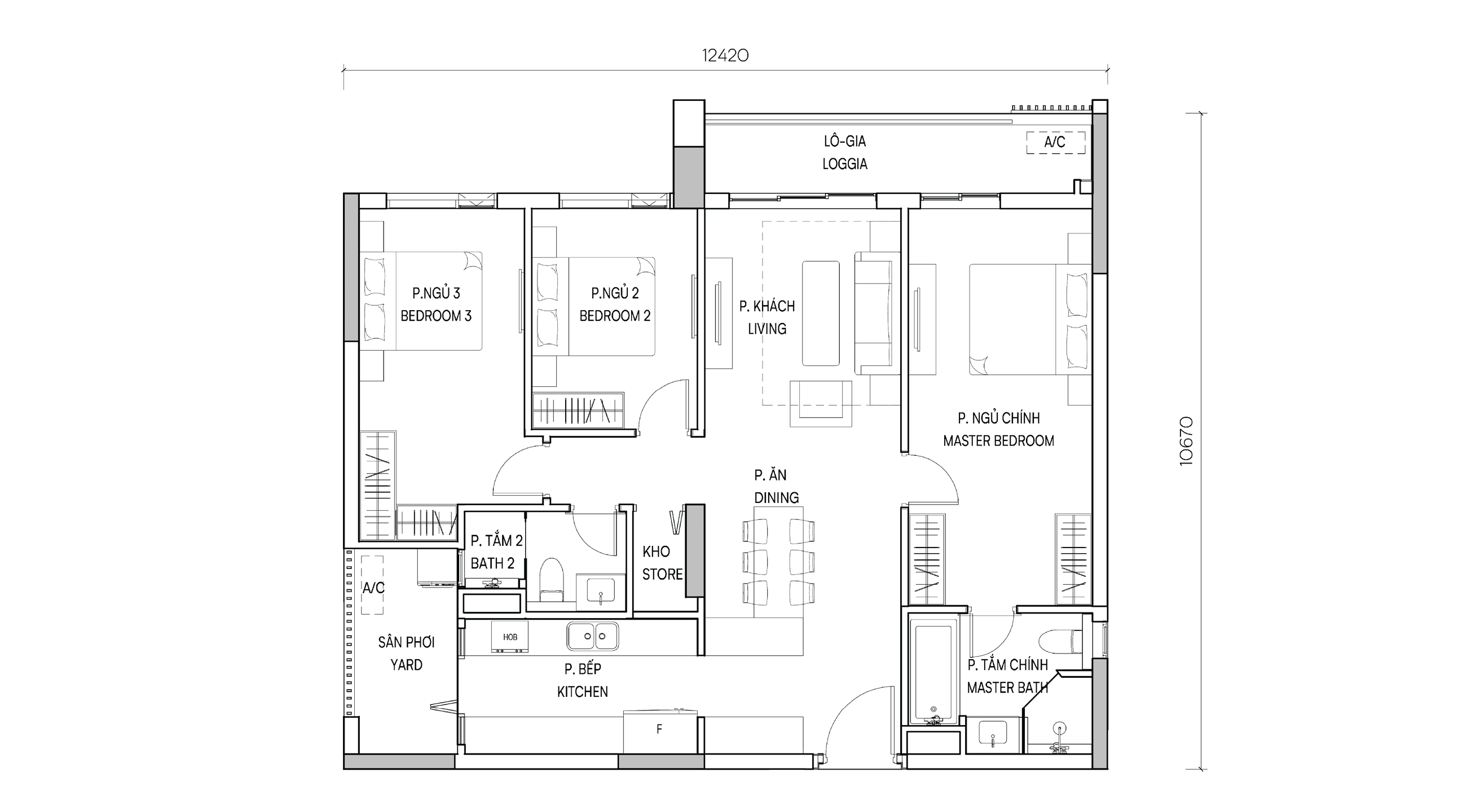 Mặt bằng 3BR Executive II