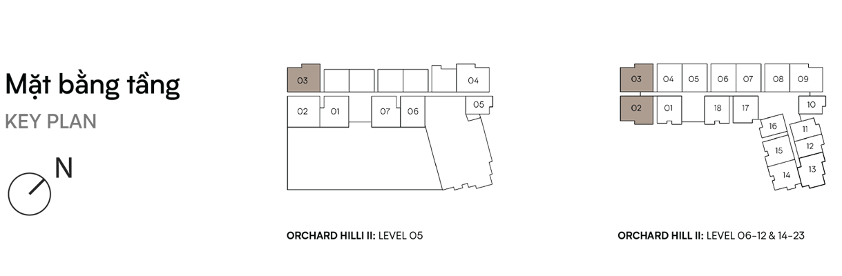 Mặt bằng 3BR Executive II – vị trí căn
