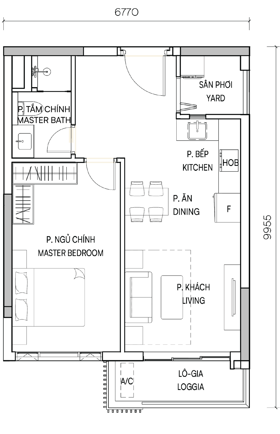 Mặt bằng 1BR Superior I