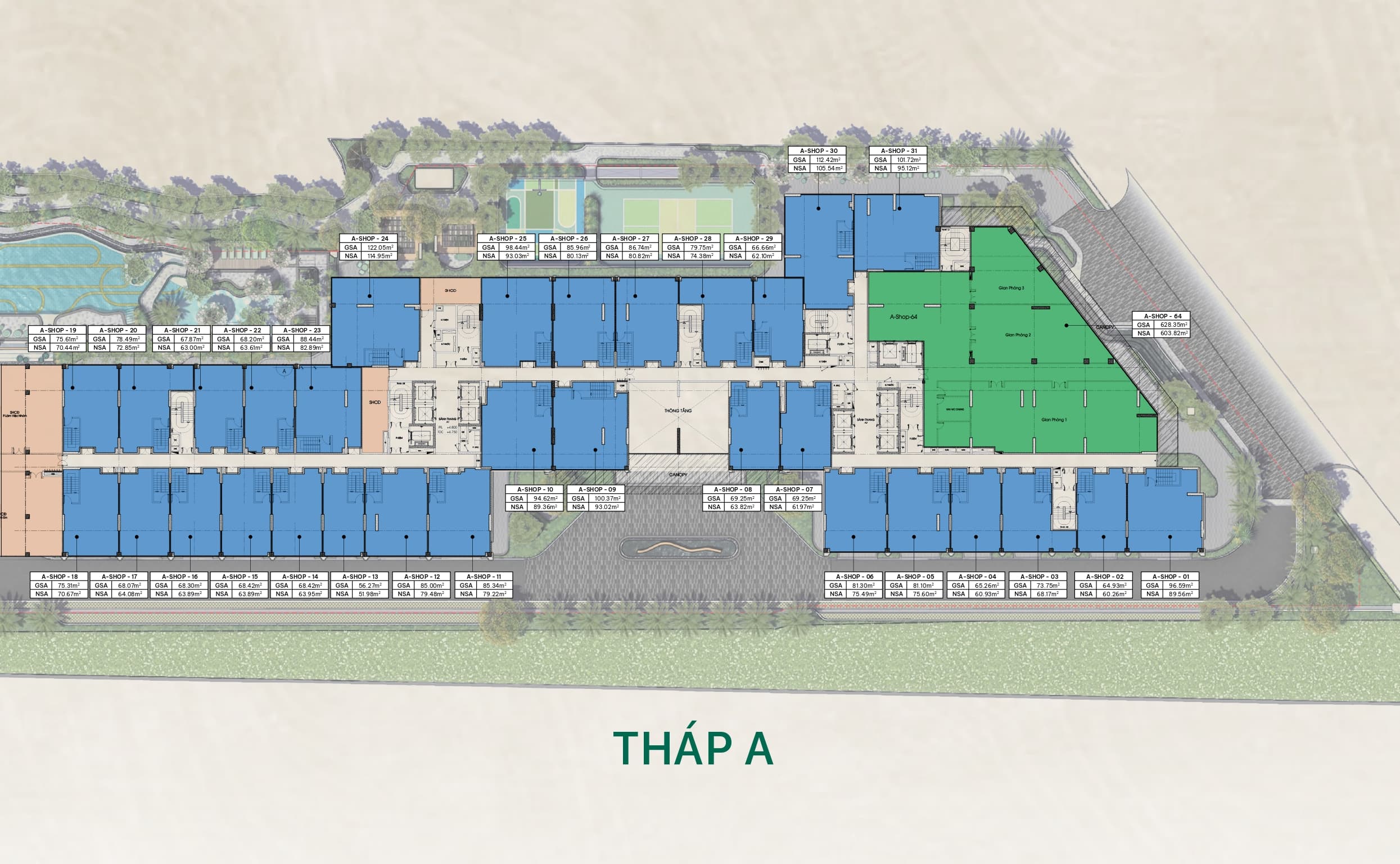 Mặt bằng tháp A – tầng 2