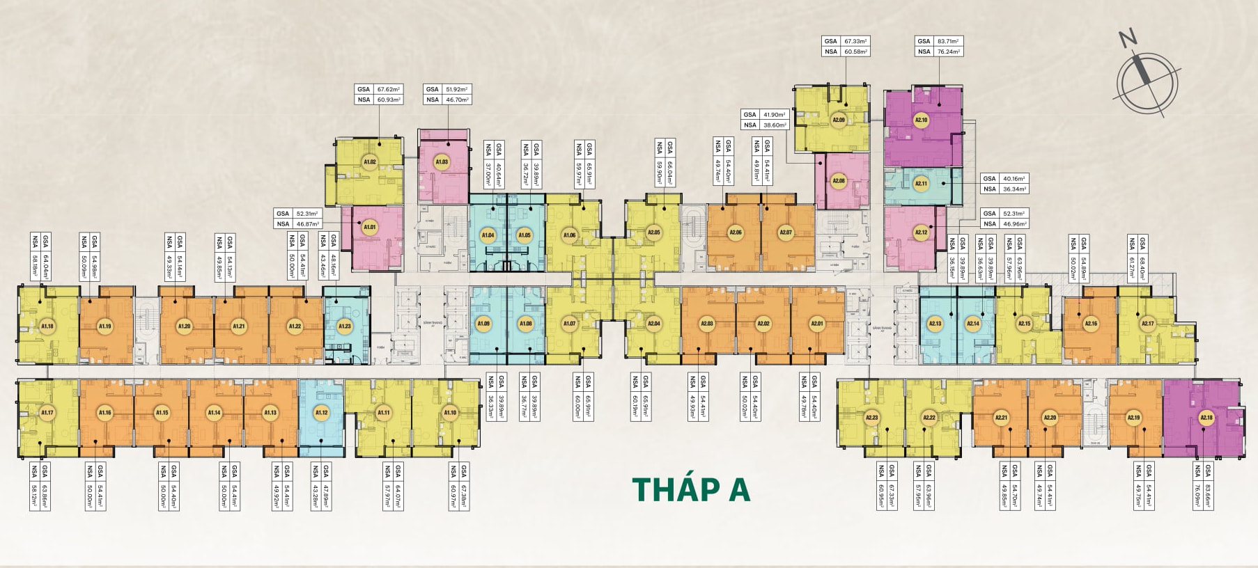 Mặt bằng tháp A – tầng 6–25