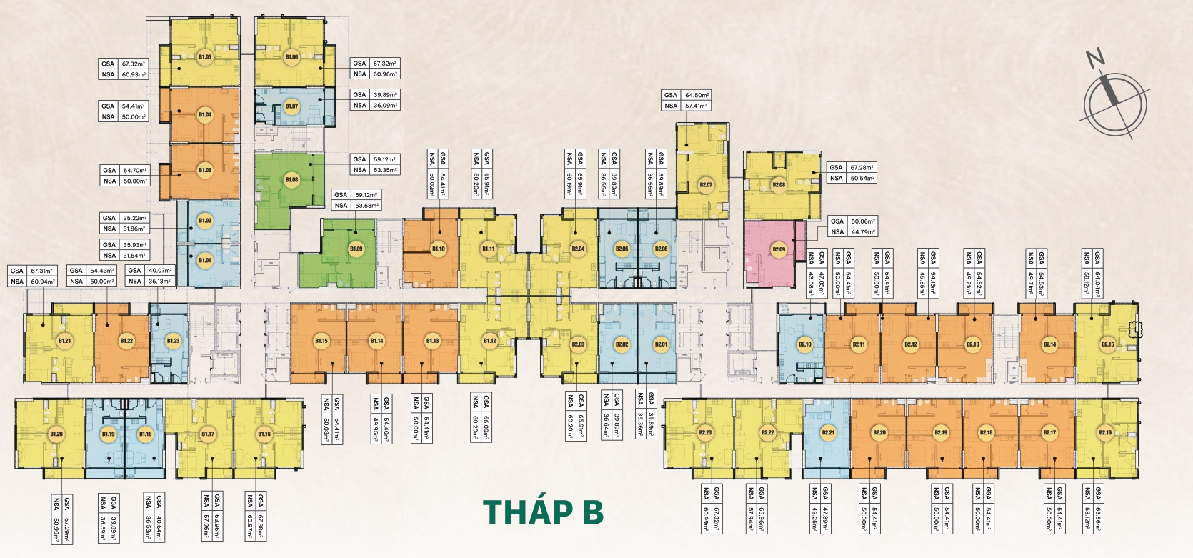 Mặt bằng tháp B – tầng 6–25